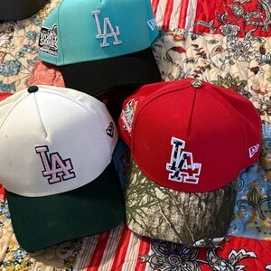 4 kulture kings New Era LA Logo Caps - Red, White, and Teal